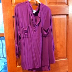 NWT XXL Old Navy purple tunic roll up sleeves curved hem